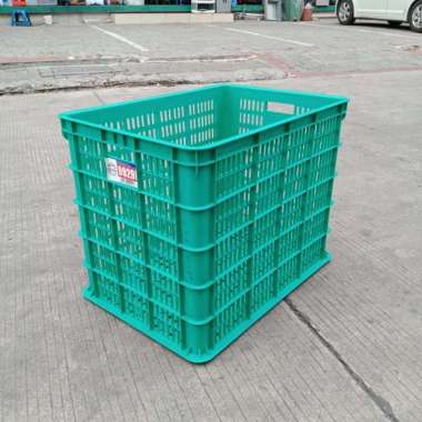 60x42x46 Box Container Atari Green Leaf 9929 L Keranjang Industri Krat Plastik Rak Susun Roti Donat