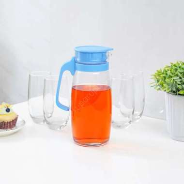 Libbey Sereno Set 5pcs Teko Minum Dan Gelas Kaca 1.2 Liter Dan 350ml WMO IF1579 biru