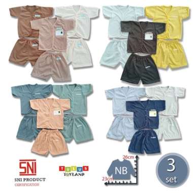 6 Pcs / 3 Set Baju Bayi Pendek Celana Bayi Setelan Bayi Baju Bayi Newborn Baju Bayi Baru Lahir Atasa