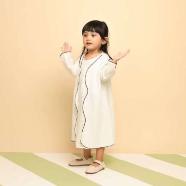 Lozy Hijab - Aisha Abaya Dress Kids (Abaya Dress Anak Couple Set Ibu Koleksi Lebaran 2025) Broken Wh