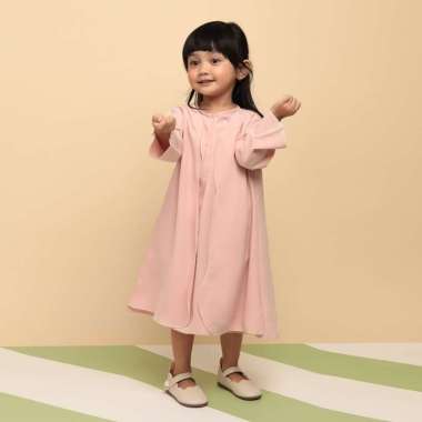 Lozy Hijab - Aisha Abaya Dress Kids (Abaya Dress Anak Couple Set Ibu Koleksi Lebaran 2025) Pink Past