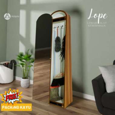 Adapta-Lemari Alat Kebersihan Tempel Dinding dengan Cermin Full Body-Standing Mirror Oval Frameless