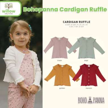 Jaket Anak - Bohopanna Cardigan Ruffle 0-6M Maroon