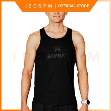 SAYSKY - Men's Logo Flow Singlet, Black | Singlet Lari Pria M