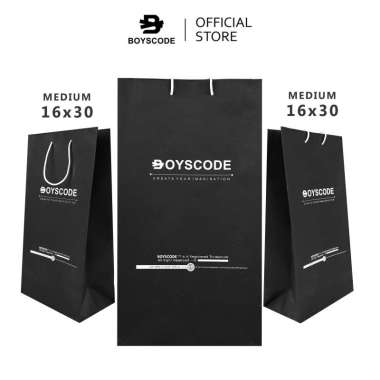 BOYSCODE Paperbag Exclusive Hitam / Tas Belanja / Kantong Belanja / Tas Kado / Kemasan Kertas Paperb