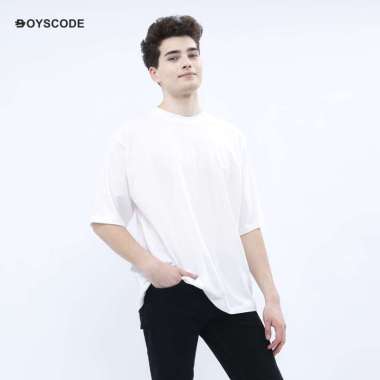 BOYSCODE Kaos Polos Oversize Basic Oneck Lengan Pendek Pria Putih / Men T-Shirt Premium Cotton White