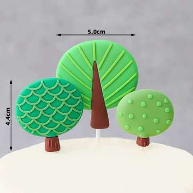 Dekorasi & Hiasan Kue Ulang Tahun Anak - Cake Topper Tema Hewan Safari Zoo Pohon Bulat