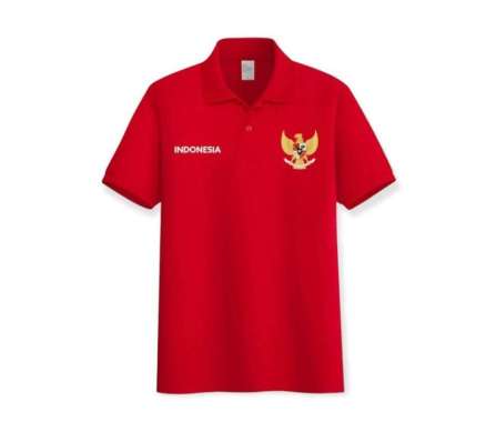Kaos Polo Shirt Baju Kerah Distro logo garuda indonesia pria wanita SIZE XL MERAH