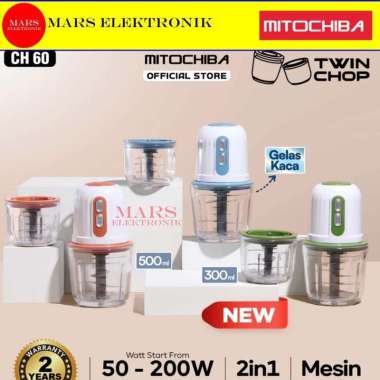 MITOCHIBA CHOPPER TWINCHOP CH-60 - KAPASITAS 500 ML - MPASI - ALAT PENGGILING DAN PENGHALUS BUMBU - 