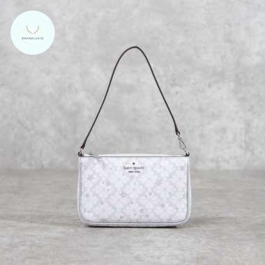Kate Spade Jacquard Monogram Starry Grey Hobo Bag in White