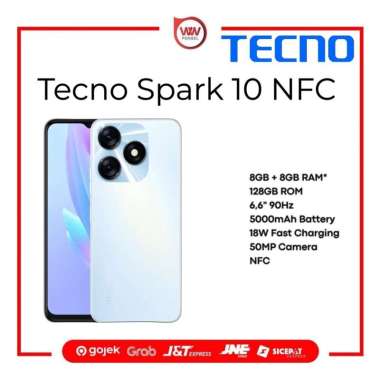 Hp Tecno Spark 10 NFC Ram 8GB Internal 128GB Garansi Resmi Meta White