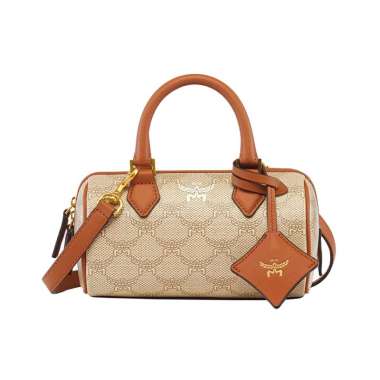 MCM Mini Ella Lauretos Boston Bag Beige Nude
