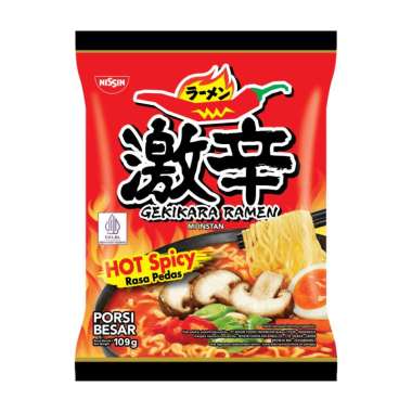 Nissin gekikara ramen rasa carbonara pedas / ayam pedas / hot mushroom hot mushroom kuah
