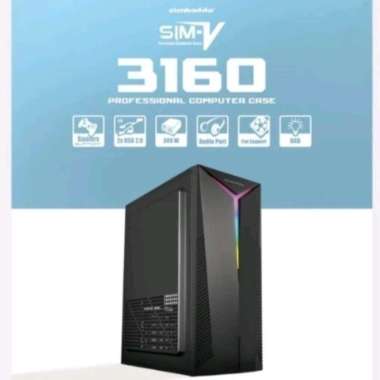 Casing PC Simbadda Sim V 3160 + PSU 380 Watt Casing Komputer V3160