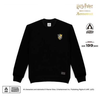Aerostreet Crewneck Hufflepuff Classic Hitam Sweater Sweatshirt BBAAA M
