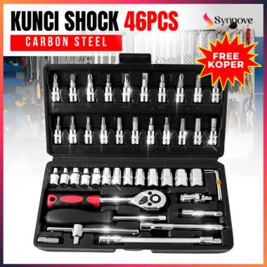 Kunci Shock Set 46 Pcs Free Koper Kunci Sok Set ¼ Kunci Shock Lengkap Kunci Socket Kunci Ratchet Set