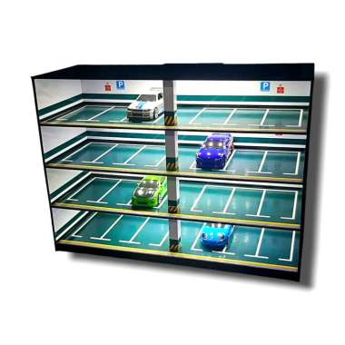 Diorama basement 4 lantai lurus parkiran diecast skala 64 trafficshop rak diecast