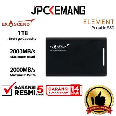 JPC KEMANG Exascend Element Portable SSD 1TB 2000MB/s External SSD Portabel 1 TB EXU2S3M01TP0B GARAN