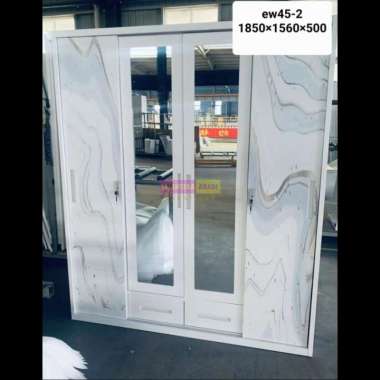 lemari pakaian besi 4 pintu cermin lemari baju besar wardrobe sliding lemari besi jumbo lemari pakai