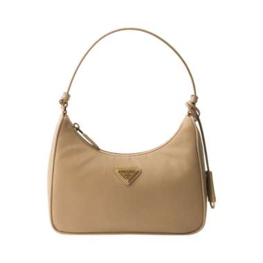 Prada Re-Edition 2005 Re-Nylon and Saffiano Mini Hobo Bag Camel Brown