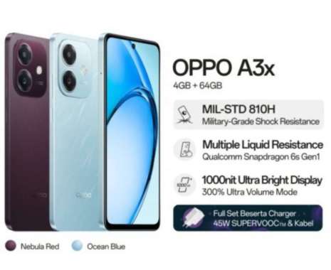 OPPO A3X NEW GARANSI RESMI 4/64