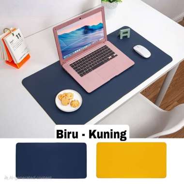 Grafir Nama Mousepad kulit double layer besar 40x80 mousepad 2 sisi Biru-Kuning
