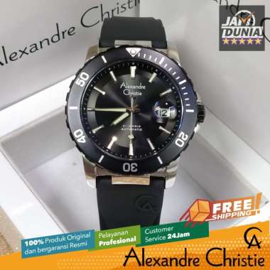 JAM TANGAN PRIA ALEXANDRE CHRISTIE AUTOMATIC ORIGINAL BLACK SILLVER 6141 AC 6141 AC6141 ACF6141 JAM