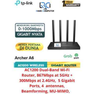 TP-LINK Archer A6 AC1200 Wireless MU-MIMO Gigabit Router archer A6