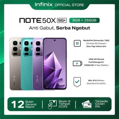 Infinix Note 50X 5G+ 8/256GB - Up to 16GB Extended RAM - Dimensity 7300 Ultimate - 6.67” HD+ - 50MP 
