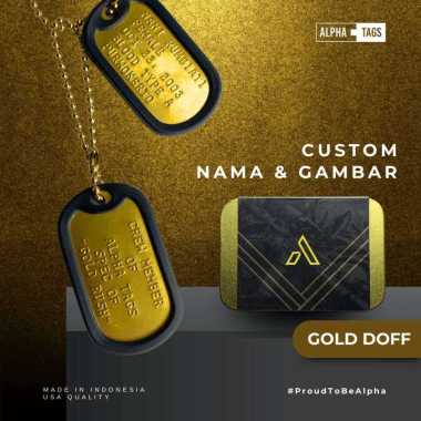 ALPHA TAGS - Dog Tag - Kalung Pria Wanita Bebas Custom Nama Stainless Steel Anti Karat Gold