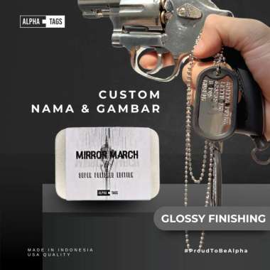 ALPHA TAGS - Dog Tag - Kalung Pria Wanita Bebas Custom Nama Stainless Steel Anti Karat Silver (Gloss