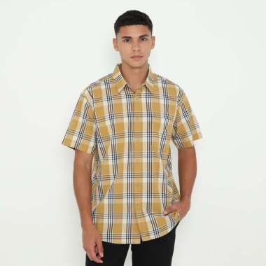 POLICE Kemeja Yarndyed Kotak Regular Fit Pria Coklat M