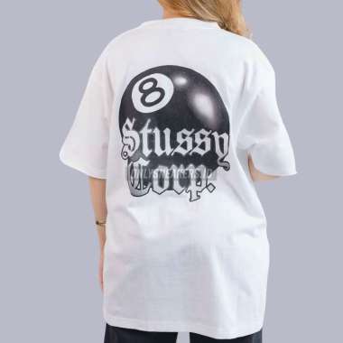 STUSSY 8 BALL CORP WHITE TEE S