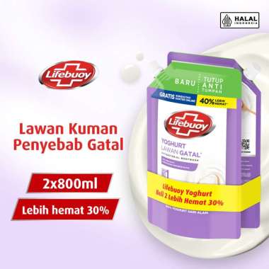 Lifebuoy Yoghurt Care Sabun Mandi Cair Refill [800 mL / 2 Pcs] - Banded