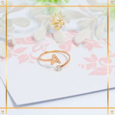 CINCIN HURUF ADJUSTABLE EMAS ASLI EMAS MUDA KADAR 8K/375 CINCIN HURUF A - H KODE CWK 498 - CWK 505 H