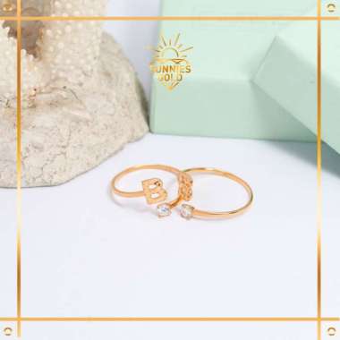 CINCIN HURUF ADJUSTABLE EMAS ASLI EMAS MUDA KADAR 8K/375 CINCIN HURUF A - H KODE CWK 498 - CWK 505 H