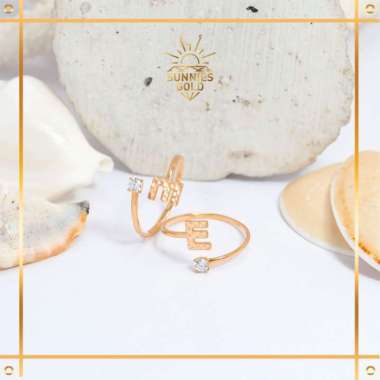 CINCIN HURUF ADJUSTABLE EMAS ASLI EMAS MUDA KADAR 8K/375 CINCIN HURUF A - H KODE CWK 498 - CWK 505 H