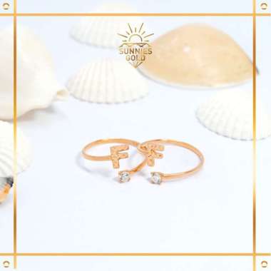 CINCIN HURUF ADJUSTABLE EMAS ASLI EMAS MUDA KADAR 8K/375 CINCIN HURUF A - H KODE CWK 498 - CWK 505 H
