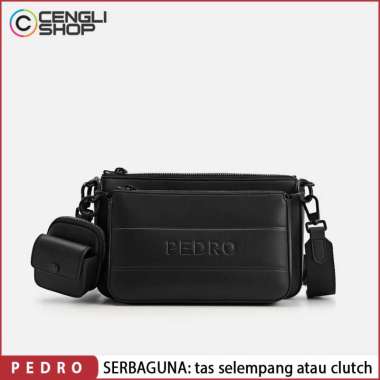 TAS SELEMPANG PRIA PEDRO SLING BAG CLUTCH ORIGINAL BRANDED TERBARU HITAM PM036