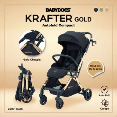 Stroller BabyDoes 2578 Krafter Gold Autofold Compact Kereta Dorong Bayi Grey