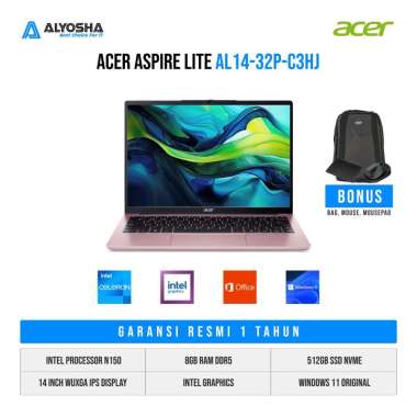 Acer Aspire Lite AL14 32P C9VS C1ES C3HJ Intel N150/8GB/512GB SSD/14″WUXGA/W11+OHM