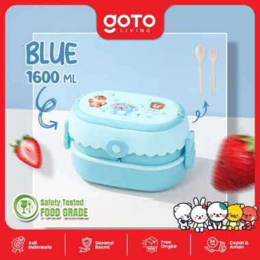 Goto Kumi Tempat Makan 2 Tingkat Anti Tumpah Bento Lunch Box BLUE