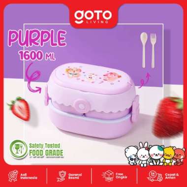 Goto Kumi Tempat Makan 2 Tingkat Anti Tumpah Bento Lunch Box PURPLE