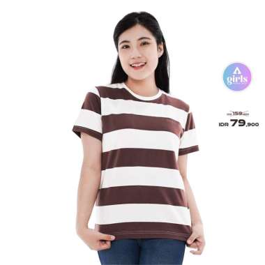Aerostreet T Shirt Rugby Walnut Stripe Woman Kaos T Shirt 1B100 S