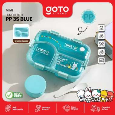 Goto Mimi Tempat Makan Anak Sekolah Lunch Box Sekat Stainless PP 3S BLUE