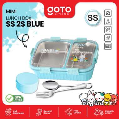 Goto Mimi Tempat Makan Anak Sekolah Lunch Box Sekat Stainless SS 2S BLUE