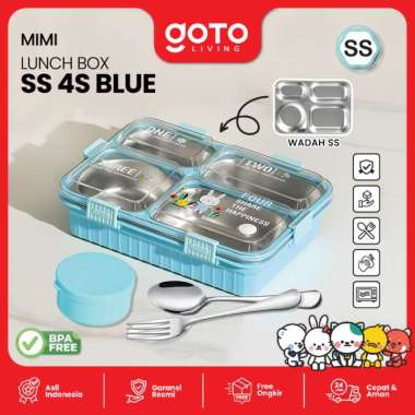 Goto Mimi Tempat Makan Anak Sekolah Lunch Box Sekat Stainless SS 4S BLUE