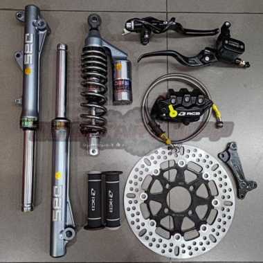 Paket Full set master rem rcb e3 12.7mm kanan kiri + kaliper 2 piston + selang 90cm + handgrip + dis