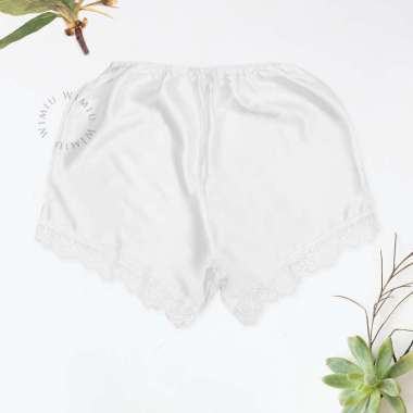 Wimiu Celana Pendek Satin Celana Rumah Wanita Santai Casual Shorts Short Pants Motif Polos Renda 300