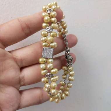 Gelang Mutiara Air Tawar Cantik Mutiara Lombok Asli